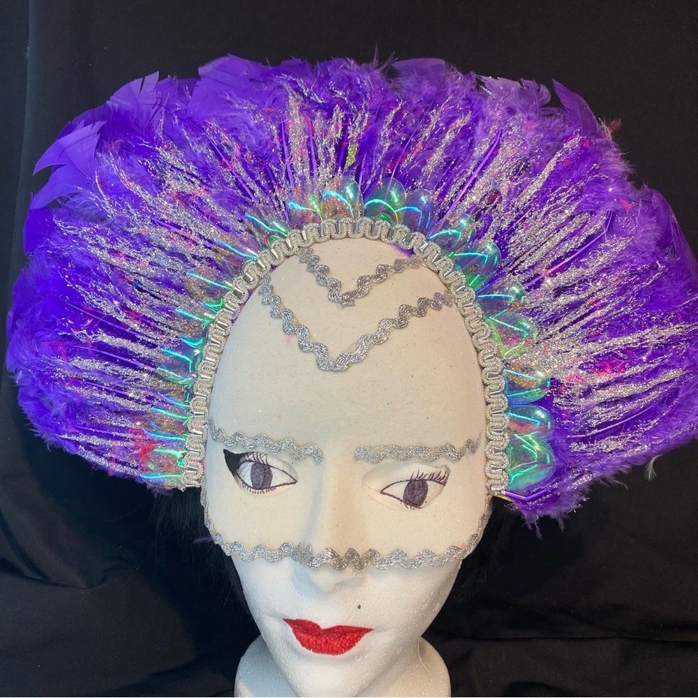 Purple Feathers Venetian Carnival Masquerade Face Mask